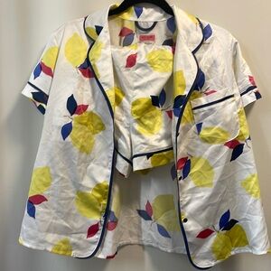 kate spade satiny lemon PJ set size L